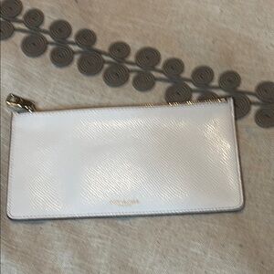 Coach Pebbled White Leather Cosmetic Bag